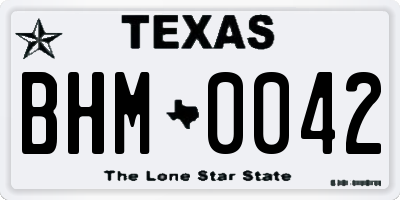 TX license plate BHM0042