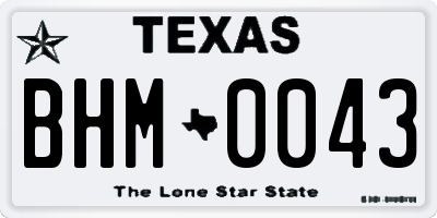 TX license plate BHM0043