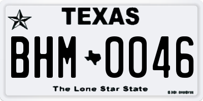 TX license plate BHM0046