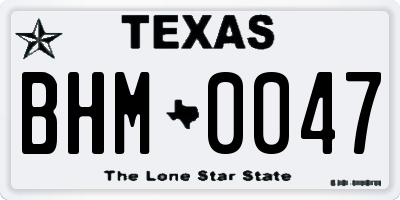 TX license plate BHM0047