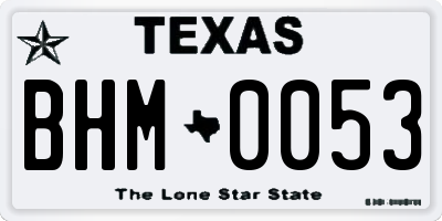 TX license plate BHM0053