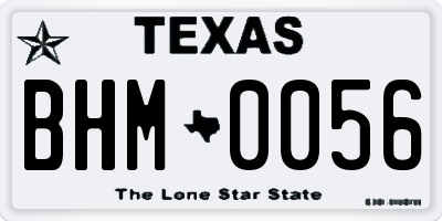 TX license plate BHM0056