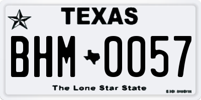 TX license plate BHM0057