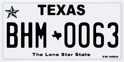 TX license plate BHM0063