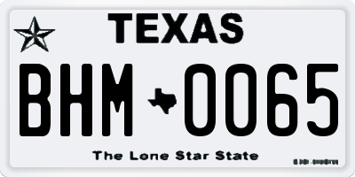 TX license plate BHM0065