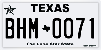 TX license plate BHM0071