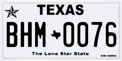 TX license plate BHM0076