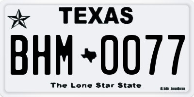 TX license plate BHM0077