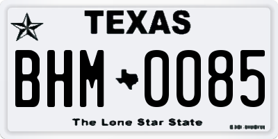 TX license plate BHM0085