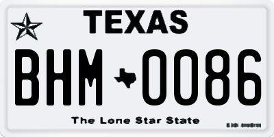 TX license plate BHM0086