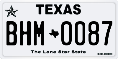 TX license plate BHM0087