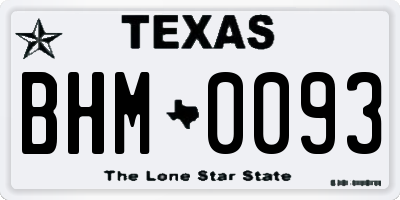 TX license plate BHM0093