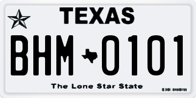 TX license plate BHM0101