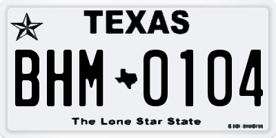 TX license plate BHM0104