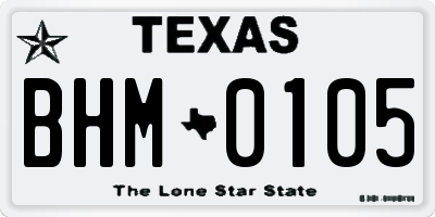 TX license plate BHM0105