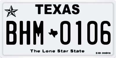 TX license plate BHM0106