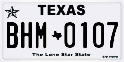 TX license plate BHM0107