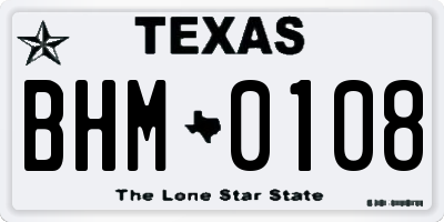 TX license plate BHM0108