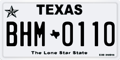TX license plate BHM0110