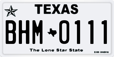 TX license plate BHM0111