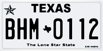TX license plate BHM0112