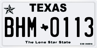 TX license plate BHM0113