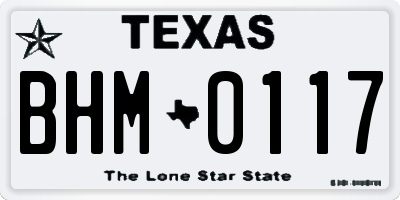 TX license plate BHM0117