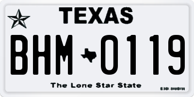 TX license plate BHM0119