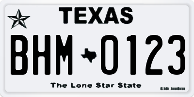 TX license plate BHM0123