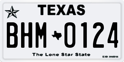 TX license plate BHM0124