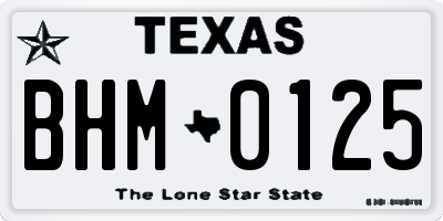 TX license plate BHM0125