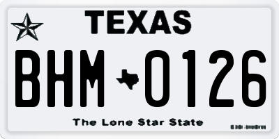 TX license plate BHM0126