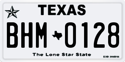 TX license plate BHM0128