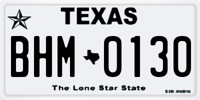 TX license plate BHM0130