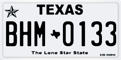 TX license plate BHM0133