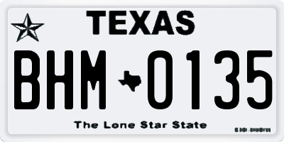 TX license plate BHM0135