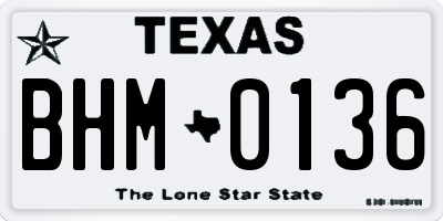 TX license plate BHM0136