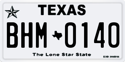 TX license plate BHM0140