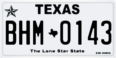 TX license plate BHM0143