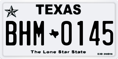 TX license plate BHM0145