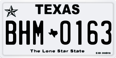 TX license plate BHM0163