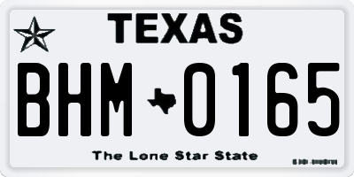 TX license plate BHM0165