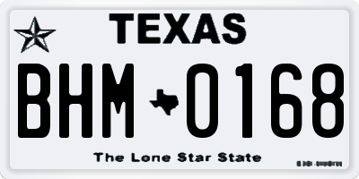 TX license plate BHM0168