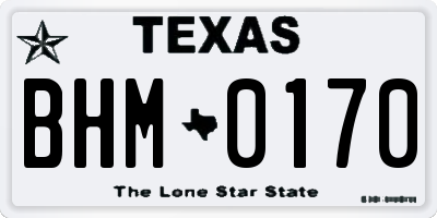 TX license plate BHM0170