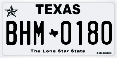 TX license plate BHM0180