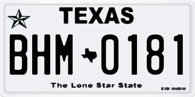 TX license plate BHM0181