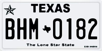 TX license plate BHM0182