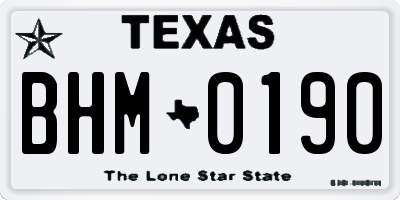 TX license plate BHM0190