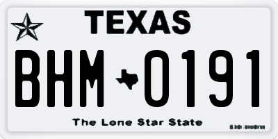 TX license plate BHM0191