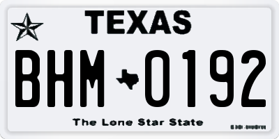 TX license plate BHM0192